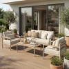 Set de relaxare din aluminiu BELLANTI Bucine pentru 4 persoane + măsuță | Bej | Teak