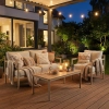 Set de relaxare din aluminiu BELLANTI Bucine pentru 3 persoane + măsuță | Bej | Teak