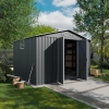 Magazie metalică pentru unelte NORDVIC Thor 283x251 cm - uși batante, Galvanizată, Acoperiș în două ape, Ventilație, Light Grey