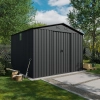 Magazie metalică pentru unelte NORDVIC Magni 283x189 cm + uși glisante 182 cm, galvanizată, acoperiș în două ape, ventilație, Cold Grey