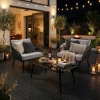 Set de relaxare din aluminiu BELLANTI Livorno 2 persoane + măsuță, Gri și Negru