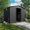 Magazie metalică pentru unelte NORDVIC Magni 283x251 cm + Uși glisante 182 cm, Zincată, Acoperiș în două ape, Ventilație, Cold Grey