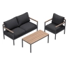 Set de lounge din aluminiu BELLANTI Bucine 3 persoane + măsuță | Negru | Teak