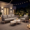 Set de relaxare din aluminiu BELLANTI Carrara pentru 4 persoane + 2 x măsuță | Bej închis