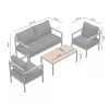 Set de lounge din aluminiu BELLANTI Bucine 3 persoane + măsuță | Negru | Teak
