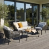 Set de relaxare din aluminiu BELLANTI Livorno pentru 4 persoane + măsuță | Gri | Negru