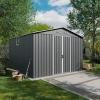 Căsuță metalică de grădină pentru unelte NORDVIC Thor 283x313 cm - uși batante, Zincată, Acoperiș în două ape, Ventilație, Light Grey