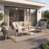 Set de relaxare din aluminiu BELLANTI Carrara pentru 5 persoane + 2 x măsuță | Bej închis