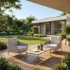 Set de relaxare din aluminiu BELLANTI Pienza pentru 2 persoane + măsuță | Bej