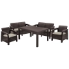Set de mobilier de grădină Corfu Fiesta pentru 6 persoane – 2 fotolii, 2 canapele și masă mare - ratan sintetic - maro, KETER