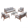 Set de relaxare din aluminiu BELLANTI Prato pentru 7 persoane + măsuță | Gri | Teak