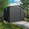 Magazie metalică pentru unelte NORDVIC Magni 283x251 cm + Uși glisante 182 cm, Zincată, Acoperiș în două ape, Ventilație, Cold Grey
