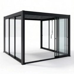 Uși glisante din sticlă cu ramă din aluminiu pentru pergola Skyline NORDVIC 4 m