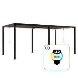 Pergolă de grădină pentru terasă din aluminiu NORDVIC Skyline LED Light 3 x 6 m Antracit