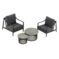 Set de relaxare din aluminiu BELLANTI Siena pentru 2 persoane + măsuță | Antracit