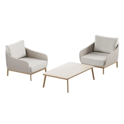 Set de relaxare din aluminiu BELLANTI Pienza pentru 2 persoane + măsuță | Bej