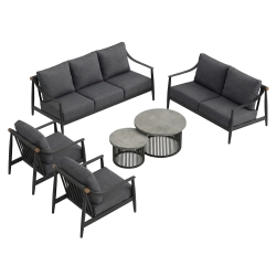 Set de relaxare din aluminiu BELLANTI Siena pentru 7 persoane + măsuță | Antracit