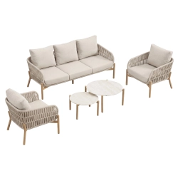 Set de relaxare din aluminiu BELLANTI Carrara pentru 5 persoane + 2 x măsuță | Bej