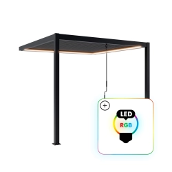 Pergolă de perete pentru terasă din aluminiu NORDVIC Skyline LED Light 3 x 3 m Antracit