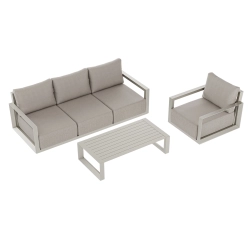 Set de relaxare din aluminiu BELLANTI Empoli pentru 4 persoane + măsuță | Bej