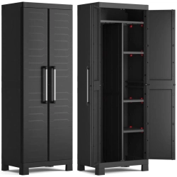 Dulap de garaj multifuncțional înalt 182 cm cu compartiment DETROIT Utility negru, KETER