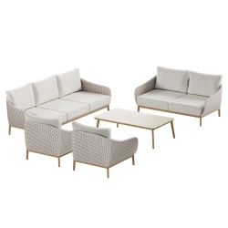 Set de relaxare din aluminiu BELLANTI Pienza pentru 7 persoane + măsuță | Bej