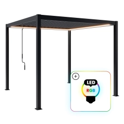 Pergolă de grădină pentru terasă din aluminiu NORDVIC Skyline LED Light 3 x 3 m Antracit
