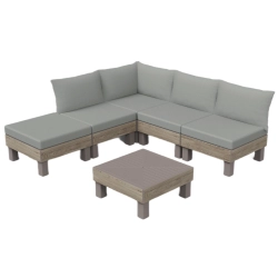 Colțar de grădină modular pentru 4 persoane cu măsuță Ashwood Green Elements, Keter