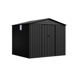 Magazie metalică pentru unelte NORDVIC Magni 283x251 cm + Uși glisante 182 cm, Zincată, Acoperiș în două ape, Ventilație, Cold Grey
