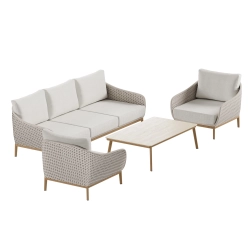Set de relaxare din aluminiu BELLANTI Pienza pentru 5 persoane + măsuță | Bej
