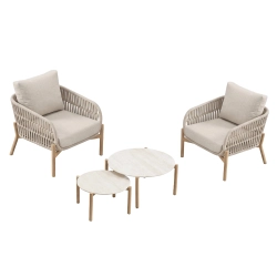 Set de relaxare din aluminiu BELLANTI Carrara pentru 2 persoane + 2 x măsuță | Bej