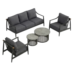 Set de relaxare din aluminiu BELLANTI Siena pentru 5 persoane + măsuță | Antracit