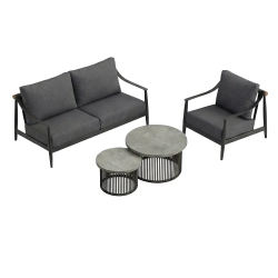 Set de relaxare din aluminiu BELLANTI Siena pentru 3 persoane + măsuță | Antracit