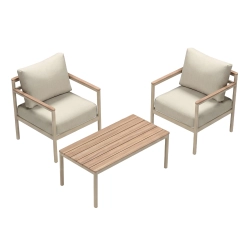 Set de relaxare din aluminiu BELLANTI Bucine pentru 2 persoane + măsuță | Bej | Tec