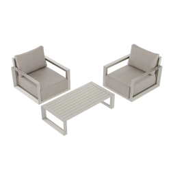 Set de relaxare din aluminiu BELLANTI Empoli pentru 2 persoane + măsuță | Bej