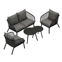 Set de grădină BELLANTI Campitello pentru 4 persoane | Negru | Antracit