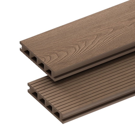 Placă de terasă compozită NORDECK Skogline Teak închis 220 × 14 × 2,5 cm