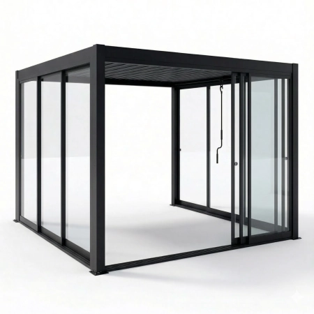Uși glisante din sticlă cu ramă de aluminiu pentru pergola Skyline NORDVIC 3 m
