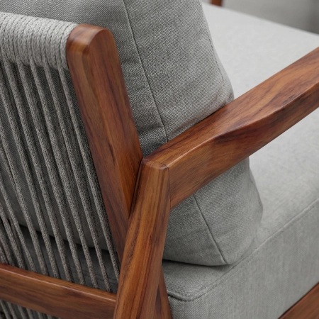 Set de relaxare din aluminiu BELLANTI Prato pentru 7 persoane + măsuță | Gri | Teak