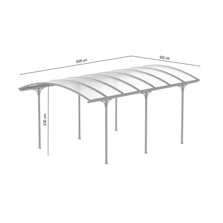 Copertină adăpost auto NORDVIC Frej 3x5 - 302 x 508 x 230 cm cu policarbonat 6 mm, Cold Grey