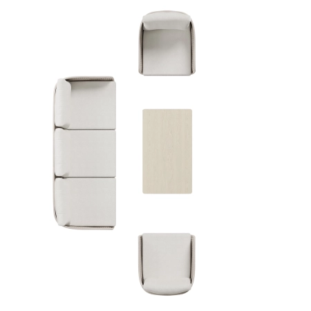 Set de relaxare din aluminiu BELLANTI Pienza pentru 5 persoane + măsuță | Bej