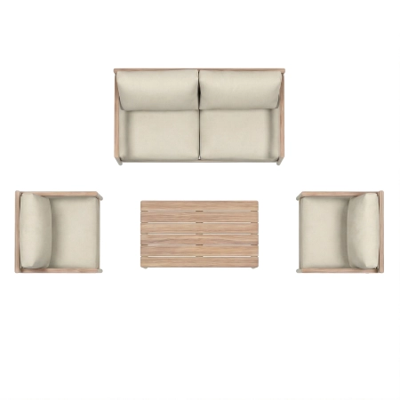 Set de relaxare din aluminiu BELLANTI Bucine pentru 4 persoane + măsuță | Bej | Teak