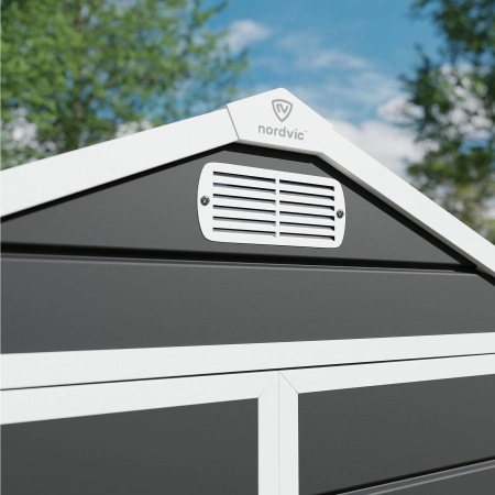 Căsuță de grădină scandinavă din material plastic Nordvic Vidar 194 × 241 cm, Cold Grey