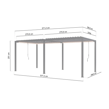 Pergolă de grădină pentru terasă din aluminiu NORDVIC Skyline LED Light 3 x 6 m Antracit