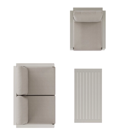 Set de relaxare din aluminiu BELLANTI Empoli pentru 3 persoane + măsuță | Bej