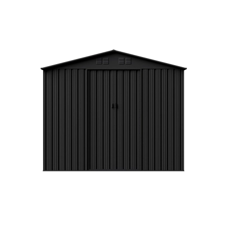 Magazie metalică pentru unelte NORDVIC Magni 283x313 cm + uși glisante 182 cm, Galvanizată, Acoperiș în două ape, Ventilație, Cold Grey