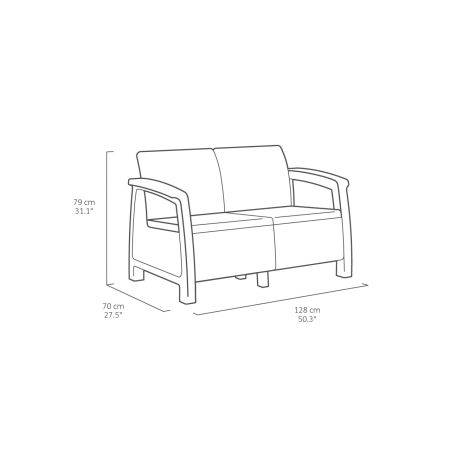 Set de mobilier de grădină Corfu Fiesta pentru 6 persoane – 2 fotolii, 2 canapele și masă mare - ratan sintetic - bej, KETER