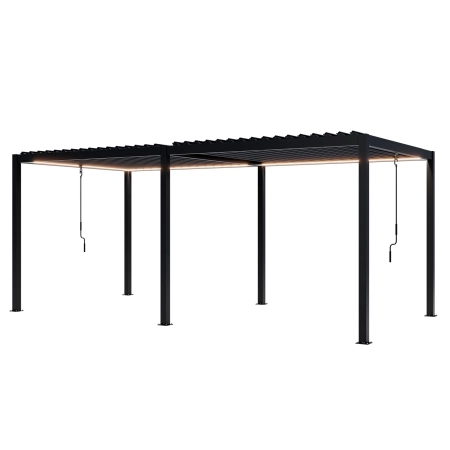 Pergolă de grădină pentru terasă din aluminiu NORDVIC Skyline LED Light 3 x 6 m Antracit