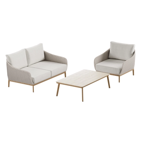 Set de relaxare din aluminiu BELLANTI Pienza pentru 3 persoane + măsuță | Bej
