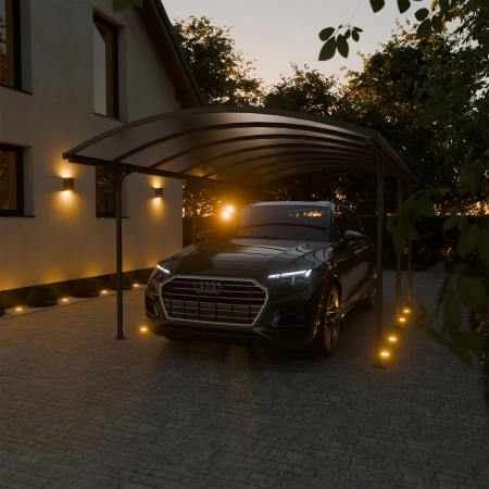 Copertină adăpost auto NORDVIC Frej 3x5 - 302 x 508 x 230 cm cu policarbonat 6 mm, Cold Grey